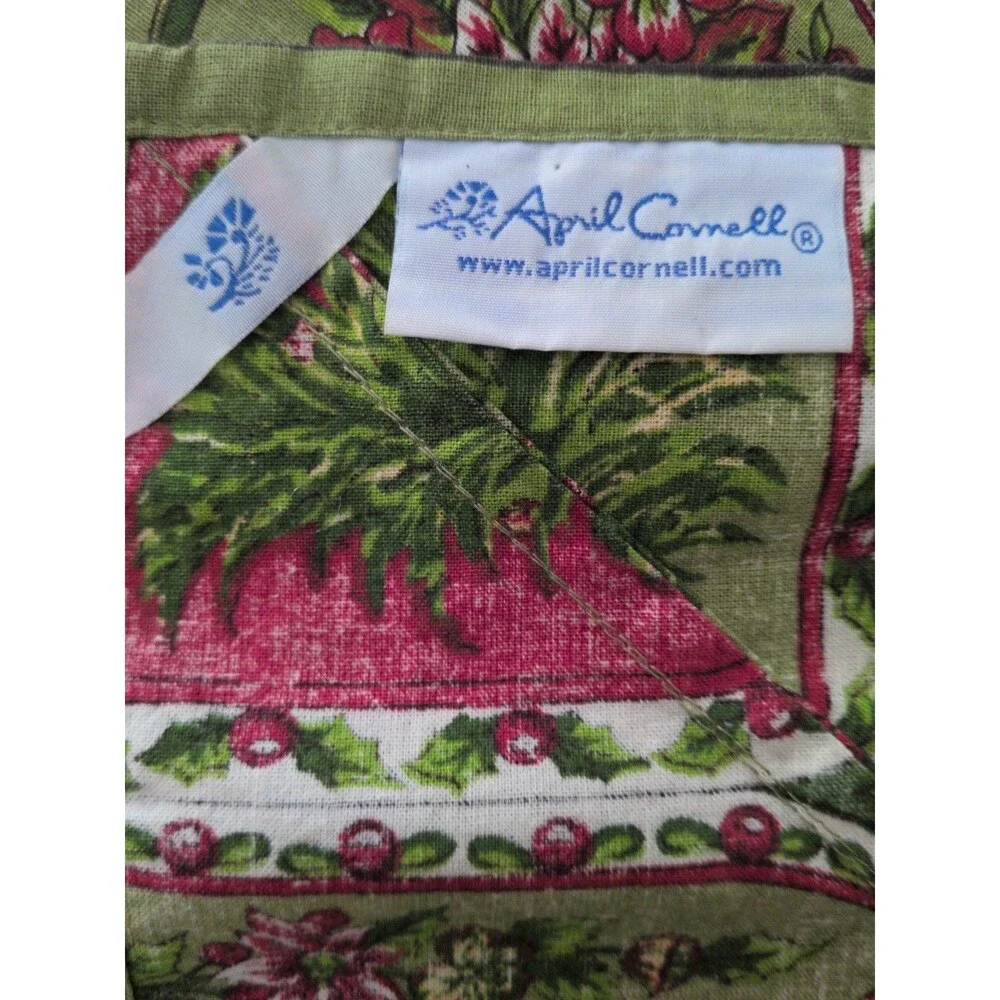 April Cornell Xmas Tree Tablecloth Batik Block Print  60x82  Paisley 100% Cotton